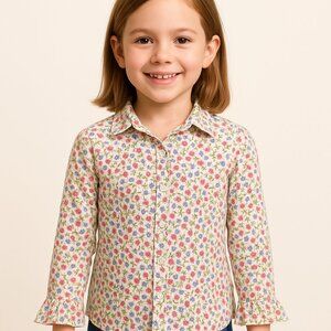 Talbots Kids Vintage Floral Button Down Shirt - Size 6